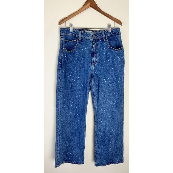 Abercrombie & Fitch 90s Relaxed High Rise Jeans 32 Short Curve Love Rhinestones - Picture 2 of 11